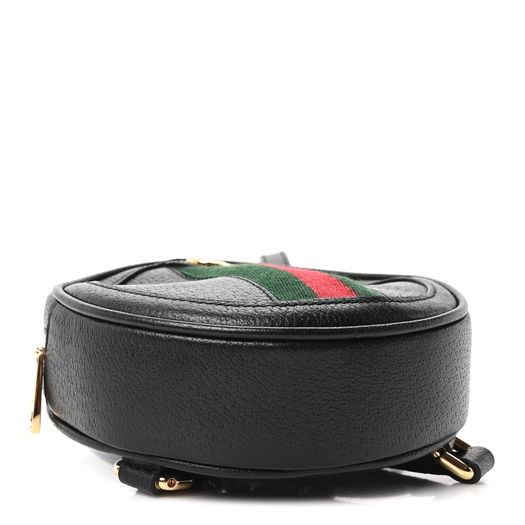 Grained Calfskin Web Mini Ophidia Round Backpack  Black wholesalehk.shop