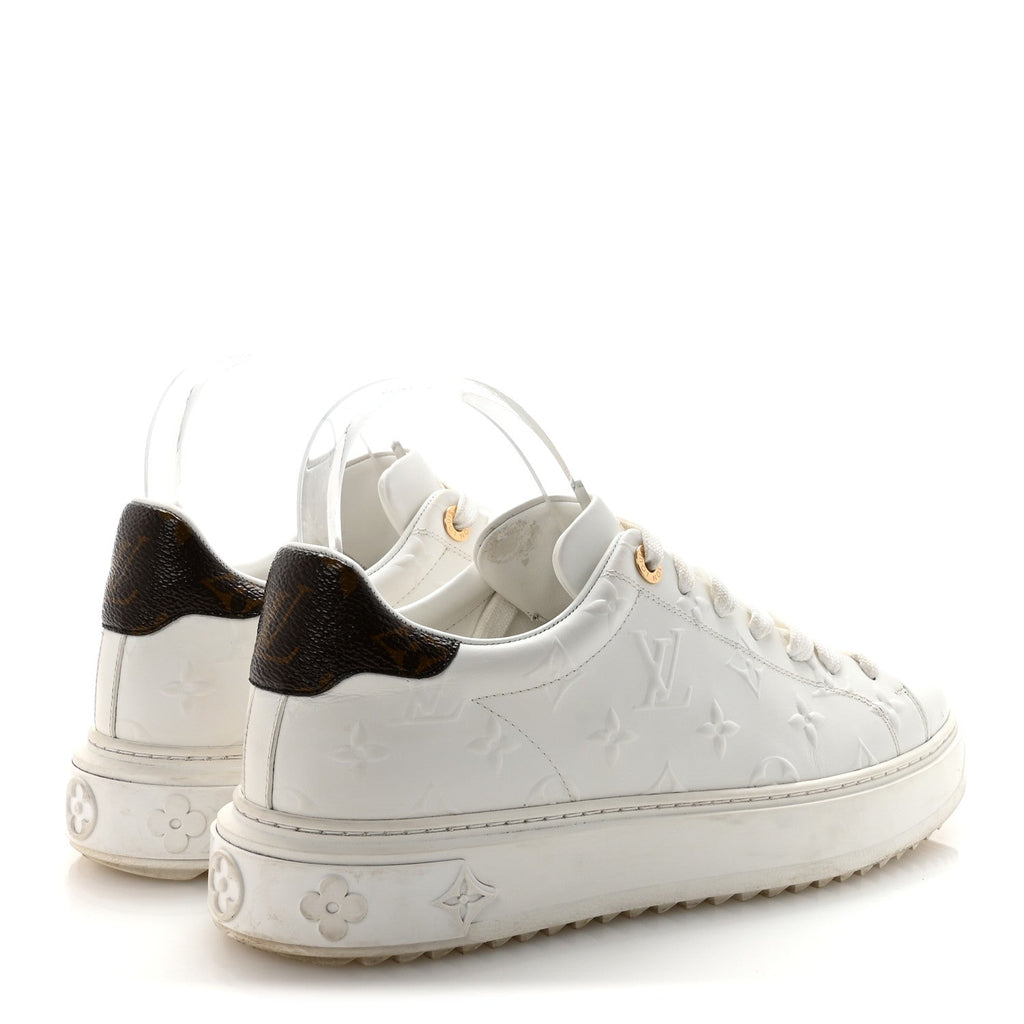 Lambskin Embossed Monogram Time Out Sneakers 40 White £¨ Direct shipment via from wholesalehk.shop