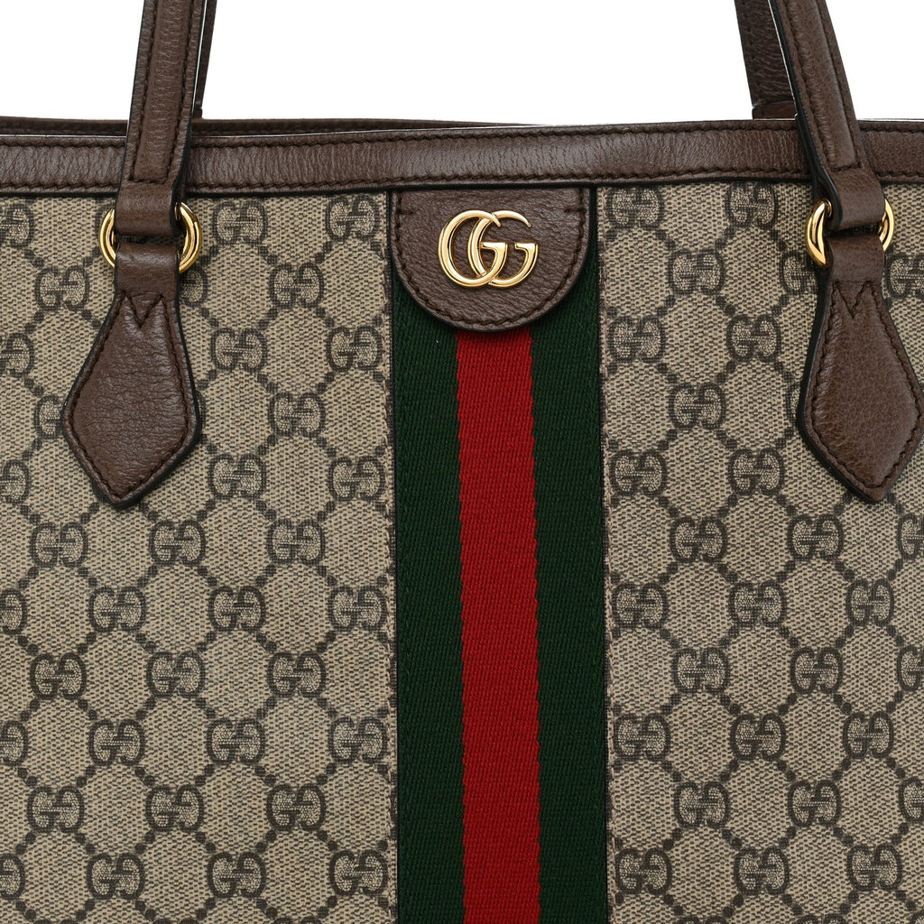 GG Supreme Monogram Medium Ophidia Shopping Tote Brown wholesalehk.shop