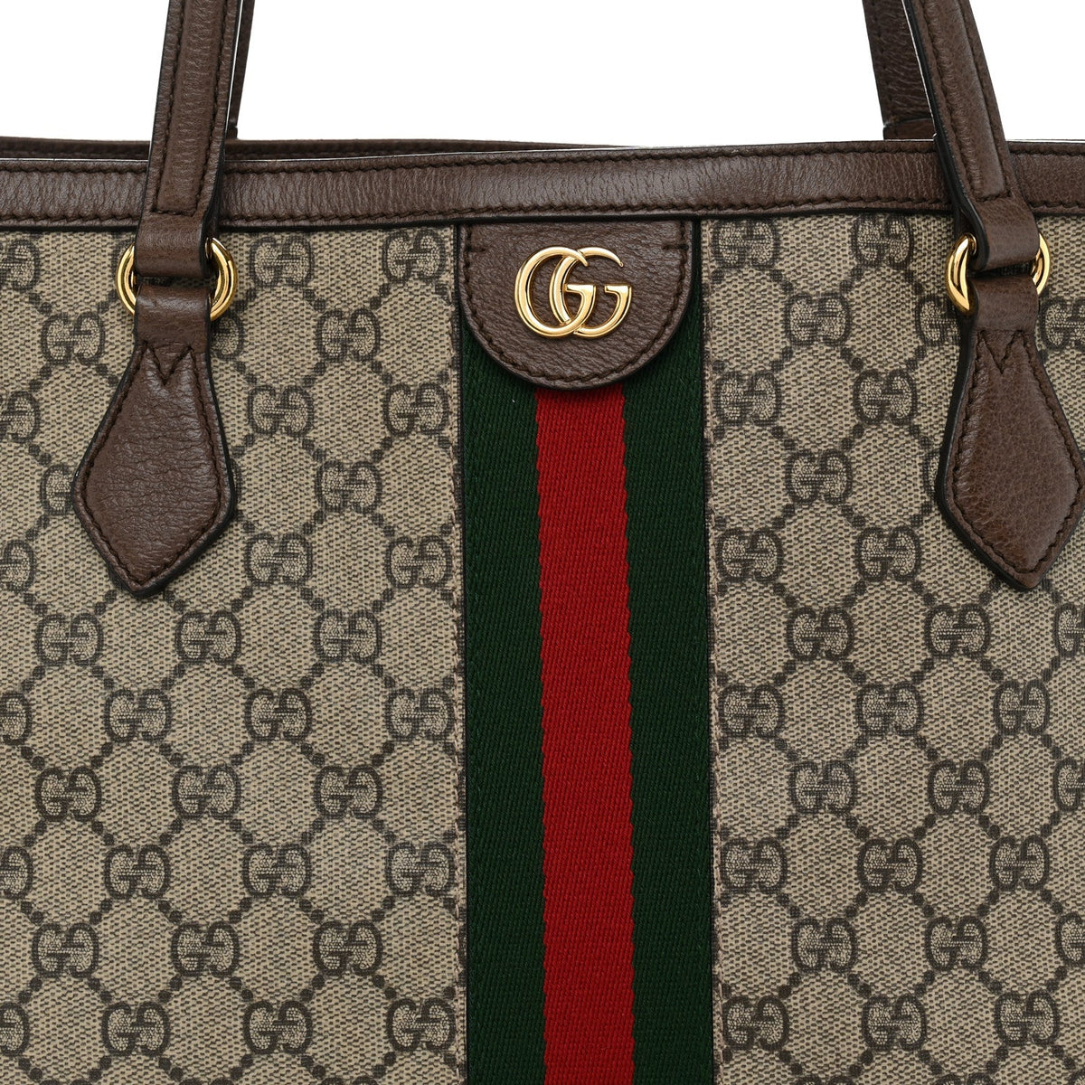 GG Supreme Monogram Medium Ophidia Shopping Tote Brown wholesalehk.shop