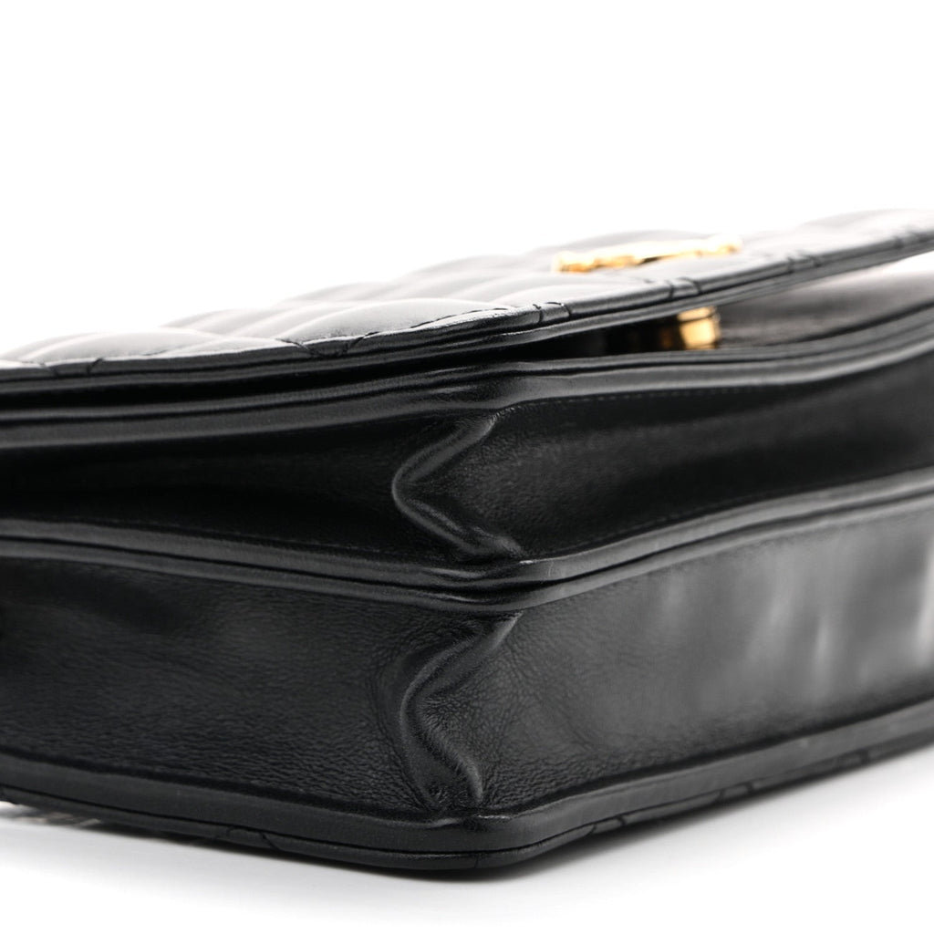 Lambskin Resin Quilted Mini Wallet On Chain WOC Black wholesalehk.shop