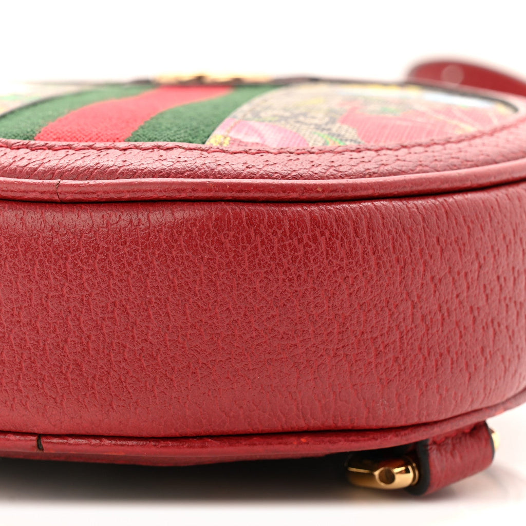 GG Supreme Monogram Web Flora Mini Ophidia Round Backpack Red wholesalehk.shop