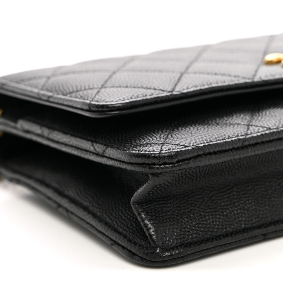 Caviar Quilted Coco Stamps Wallet On Chain WOC Black wholesalehk.shop