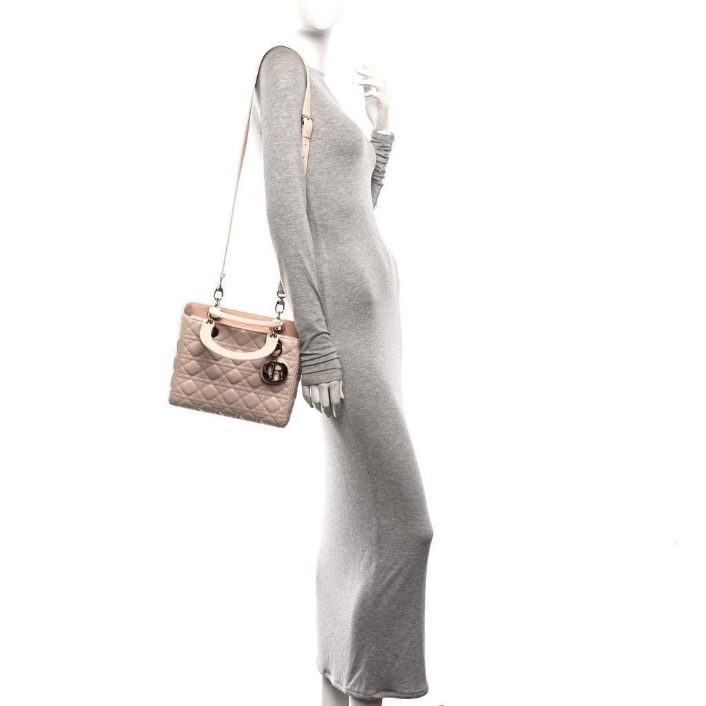 Lambskin Cannage Medium Lady Dior Light Pink wholesalehk.shop