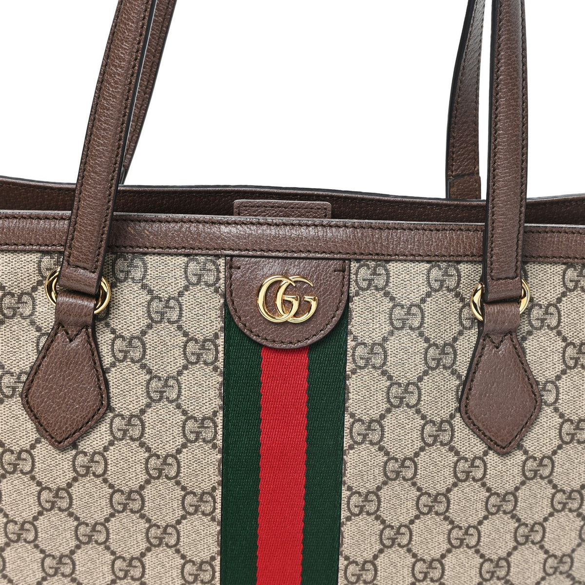 GG Supreme Monogram Medium Ophidia Shopping Tote Brown wholesalehk.shop