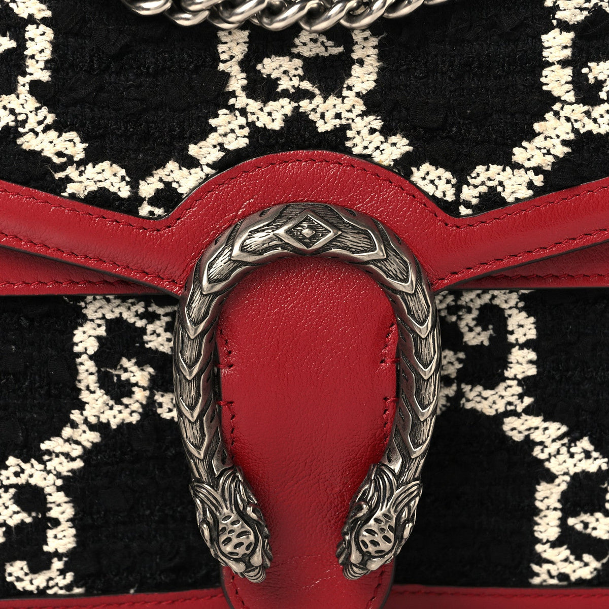 Tweed GG Monogram Small Dionysus Shoulder Bag Black White Romantic Cherry wholesalehk.shop