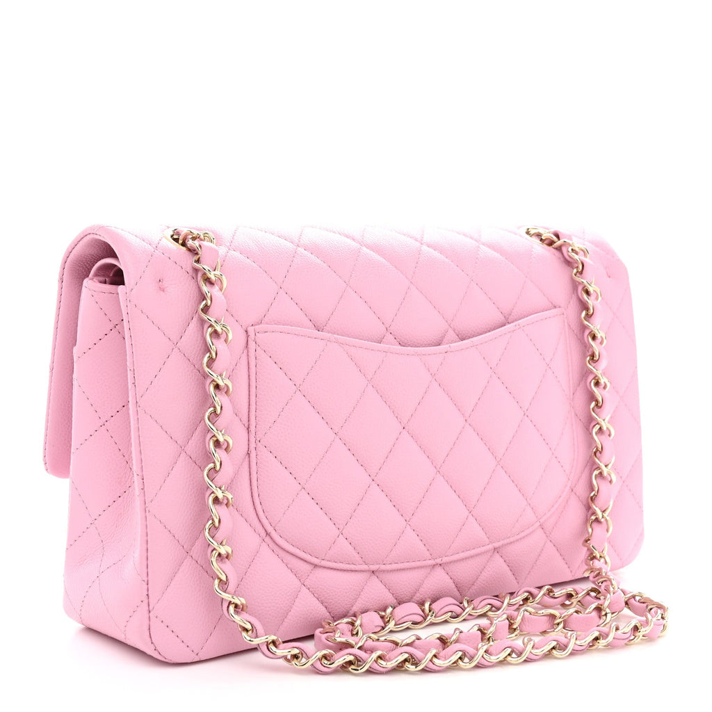 Caviar Quilted Medium Double Flap Light Pink wholesalehk.shop