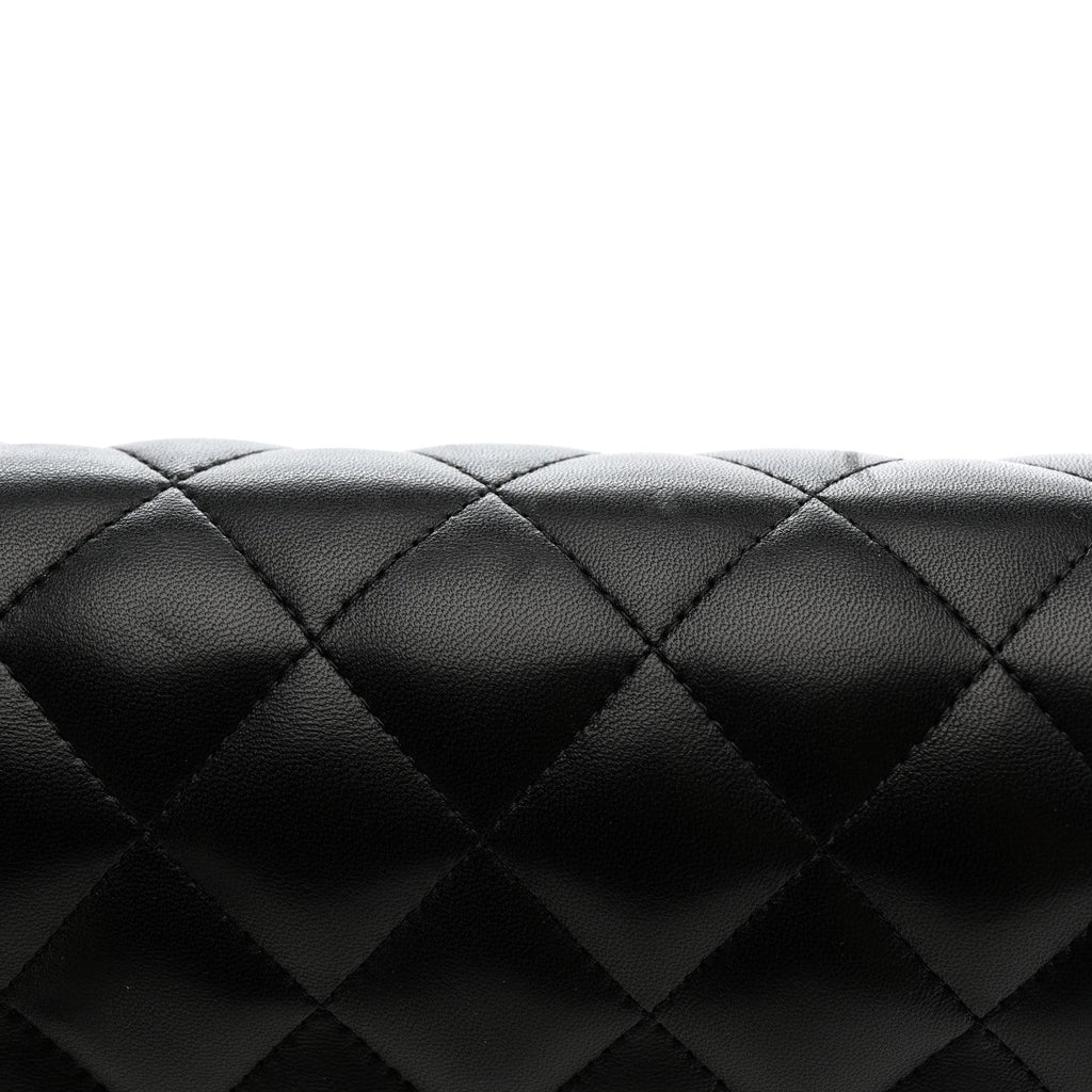 Lambskin Quilted Jumbo Double Flap Black wholesalehk.shop