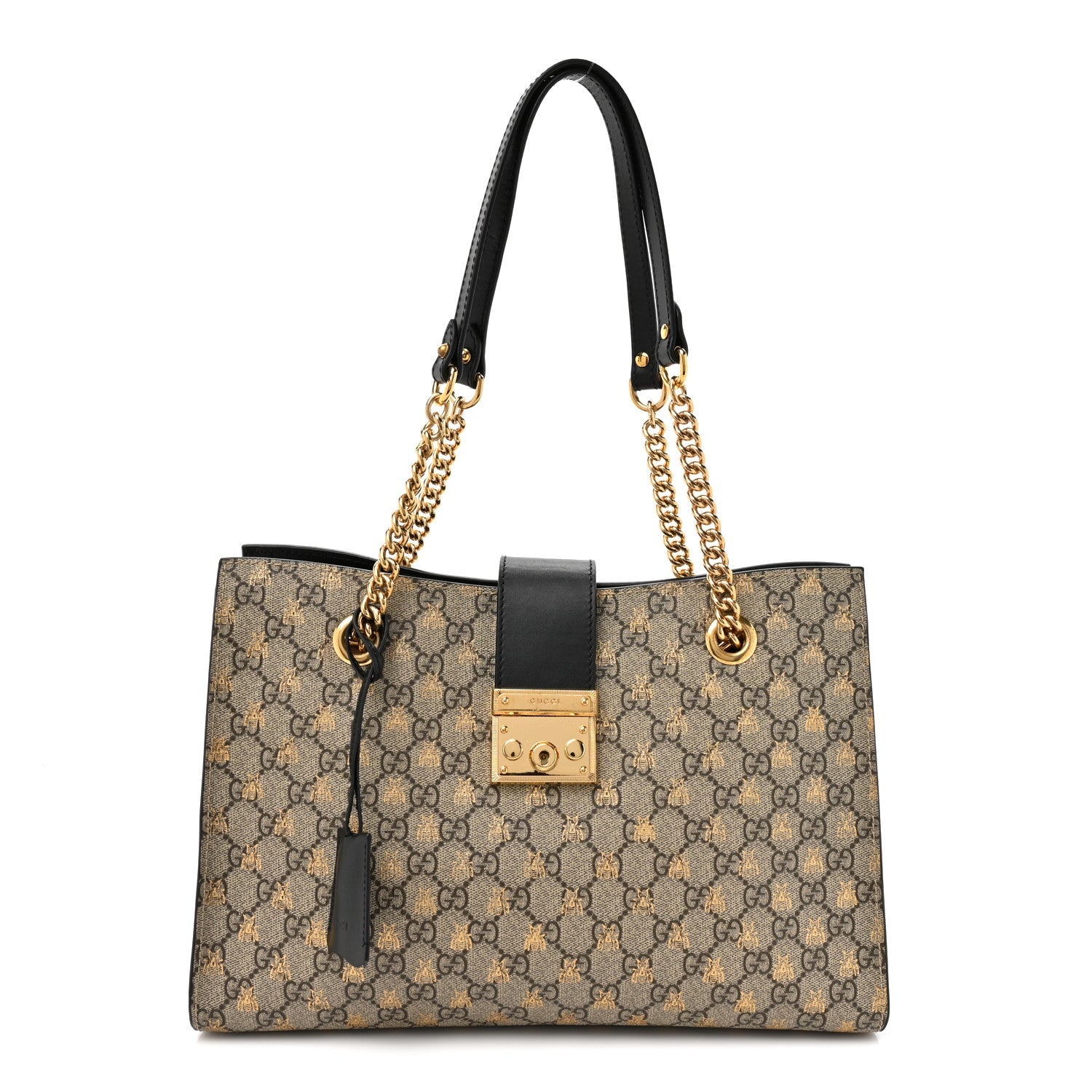 GG Supreme Monogram Bees Medium Padlock Tote Beige Oro Black £¨ Direct shipment via from wholesalehk.shop