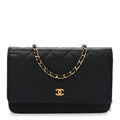Caviar Quilted Wallet on Chain WOC Black wholesalehk.shop