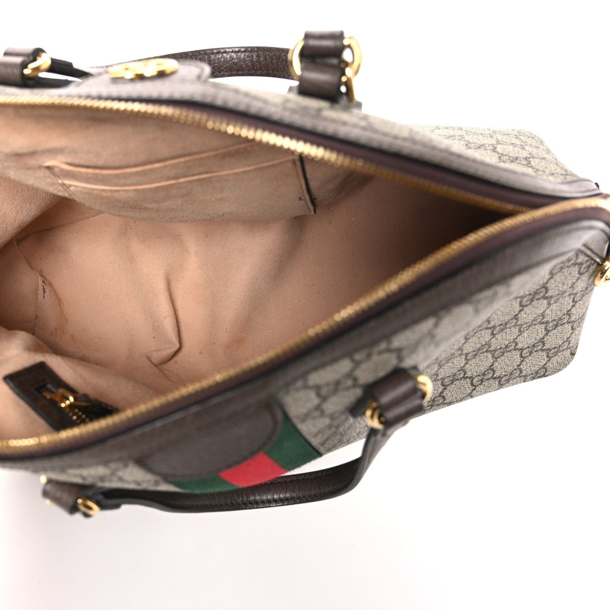 GG Supreme Monogram Web Medium Ophidia Top Handle Dome Bag Brown wholesalehk.shop