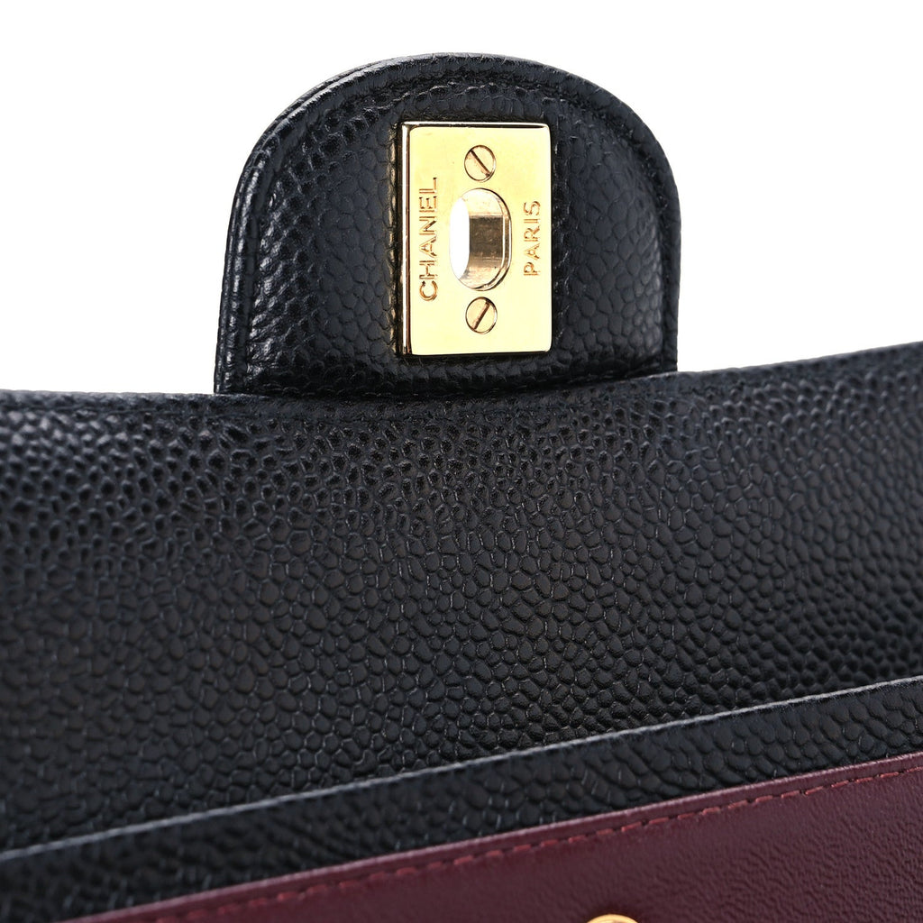 Caviar Quilted Medium Double Flap Black wholesalehk.shop