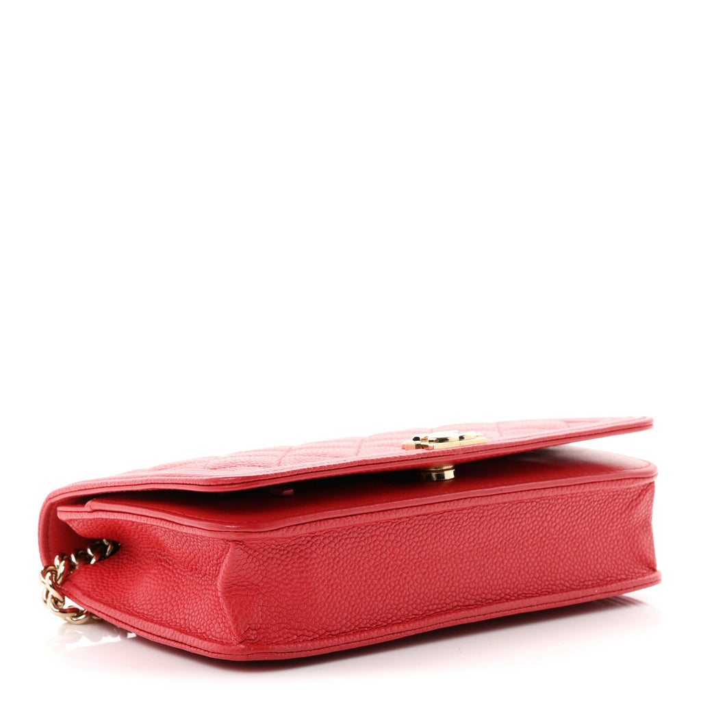 Caviar Quilted Boy Wallet On Chain WOC Red wholesalehk.shop