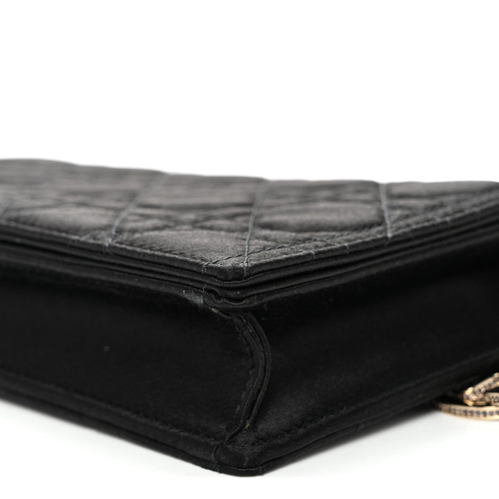 Satin Cannage Lady Dior Convertible Clutch Black wholesalehk.shop