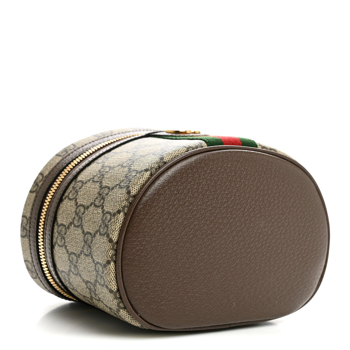 GG Supreme Monogram Textured Calfskin Web Ophidia Vanity Cosmetic Case Beige Ebony New Acero wholesalehk.shop