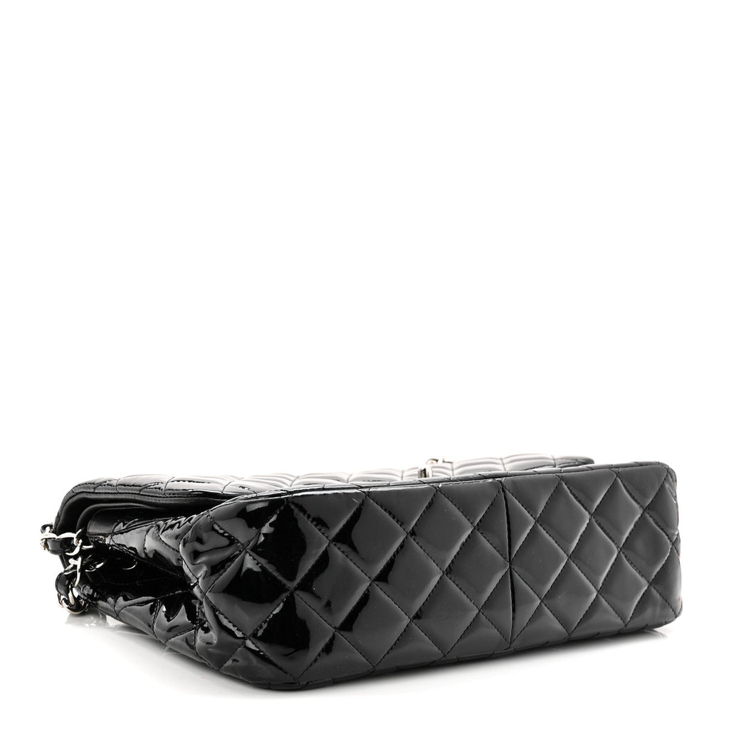 Patent Quilted Jumbo Double Flap Black wholesalehk.shop