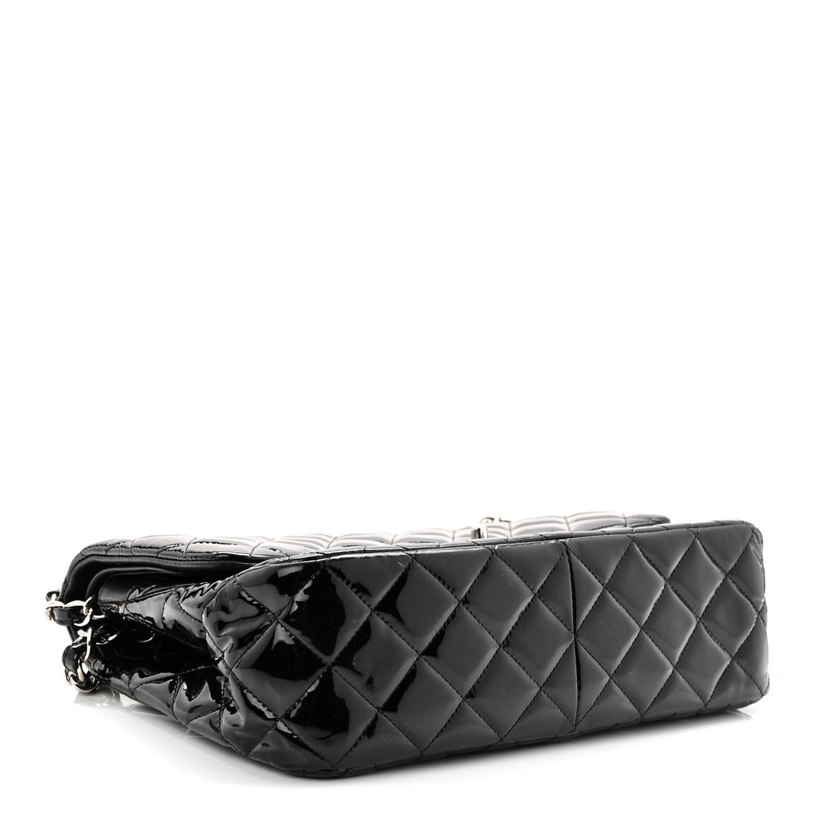 Patent Quilted Jumbo Double Flap Black wholesalehk.shop