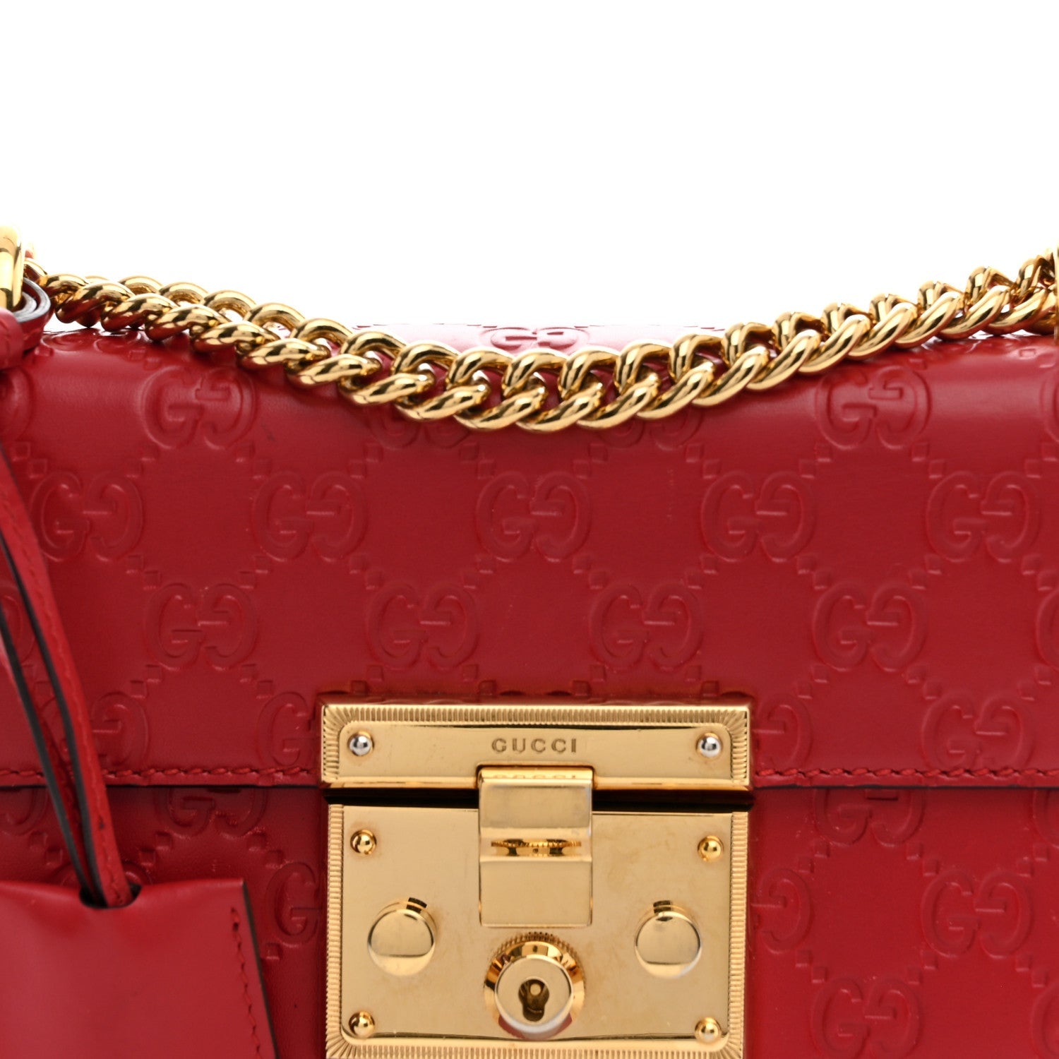 Guccissima Small Padlock Shoulder Bag Hibiscus Red £¨ Direct shipment via from wholesalehk.shop