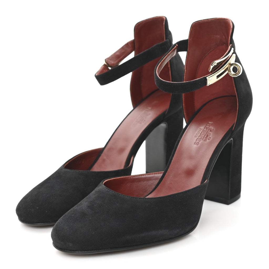 Suede Goatskin Baby 90 Pump 37 Black wholesalehk.shop