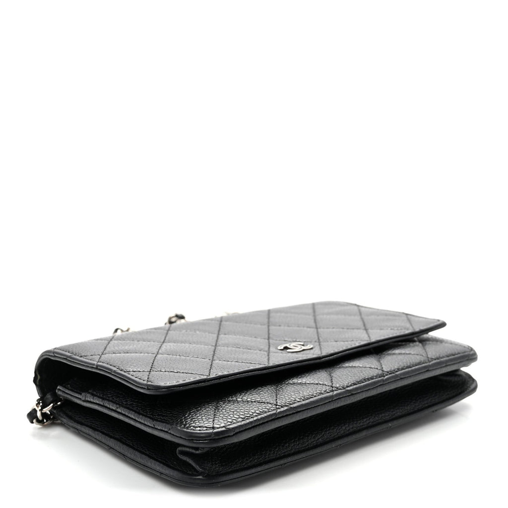 Caviar Quilted Wallet on Chain WOC Black wholesalehk.shop