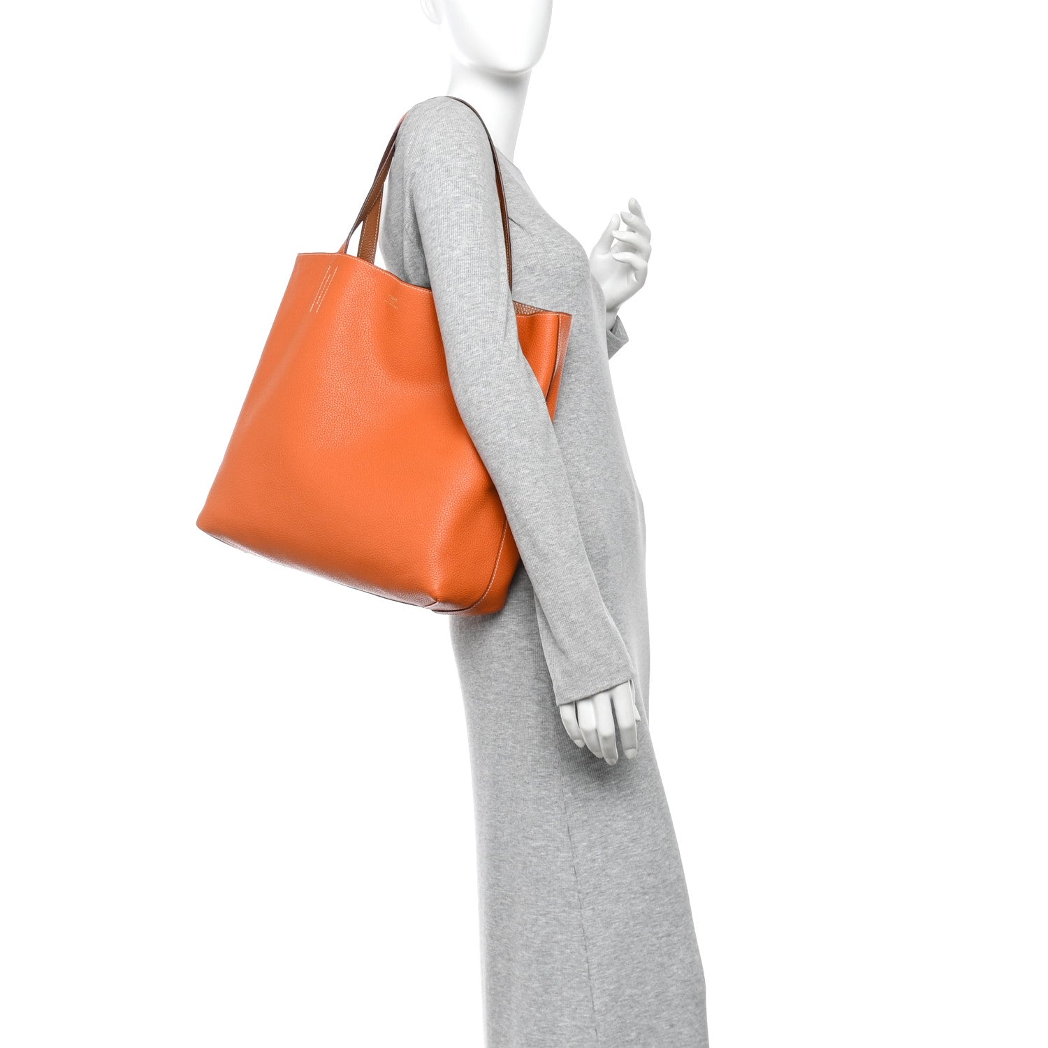 Taurillon Clemence Double Sens 45 Reversible Tote Orange Gold £¨ Direct shipment via from wholesalehk.shop