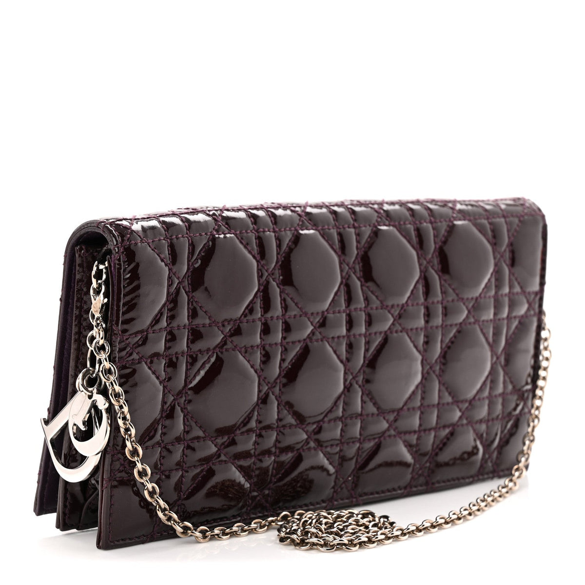 Patent Cannage Lady Dior Chain Wallet Purple wholesalehk.shop