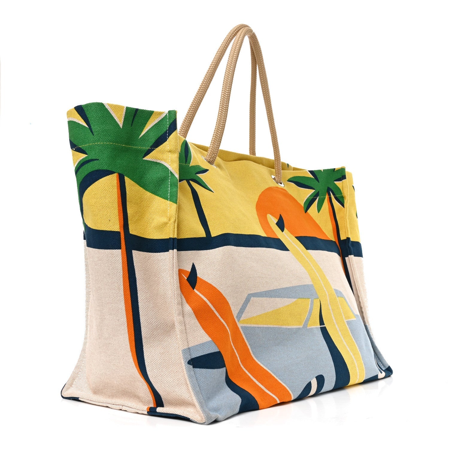 Cotton Canvas Apres la Vague Beach Bag Jaune Bleu £¨ Direct shipment via from wholesalehk.shop