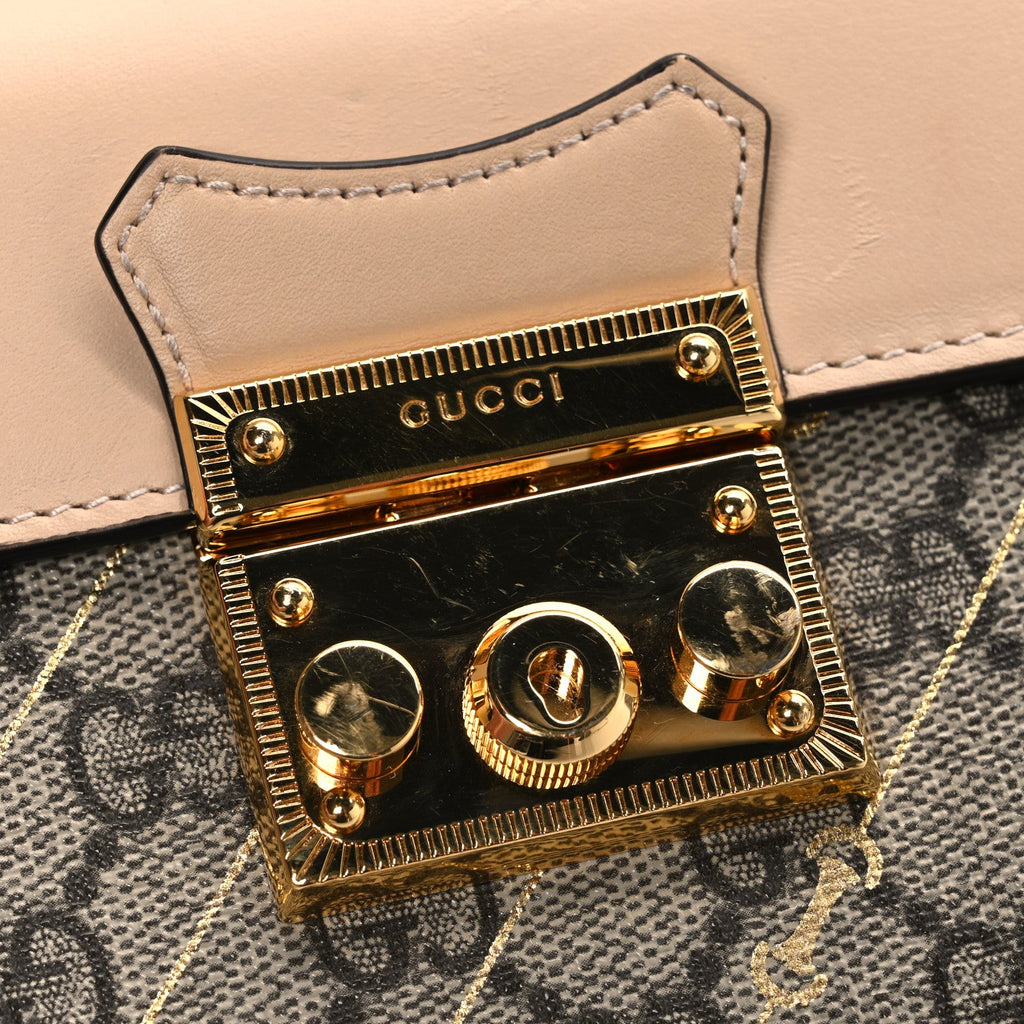 GG Supreme Monogram Calfskin Horsebit Print Mini Padlock Top Handle Shoulder Bag Beige Ebony Light Pink £¨ Direct shipment via from wholesalehk.shop