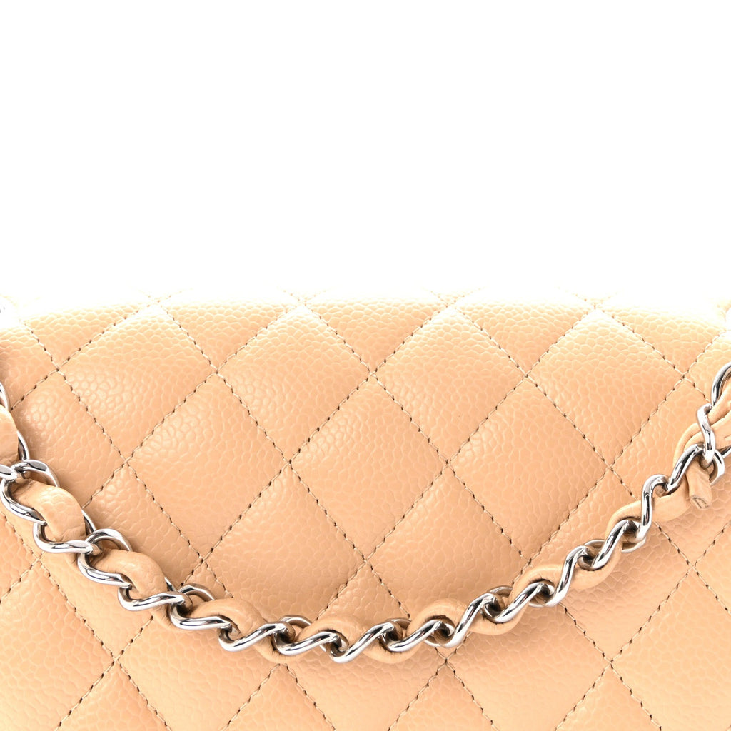 Caviar Quilted Medium Double Flap Beige wholesalehk.shop