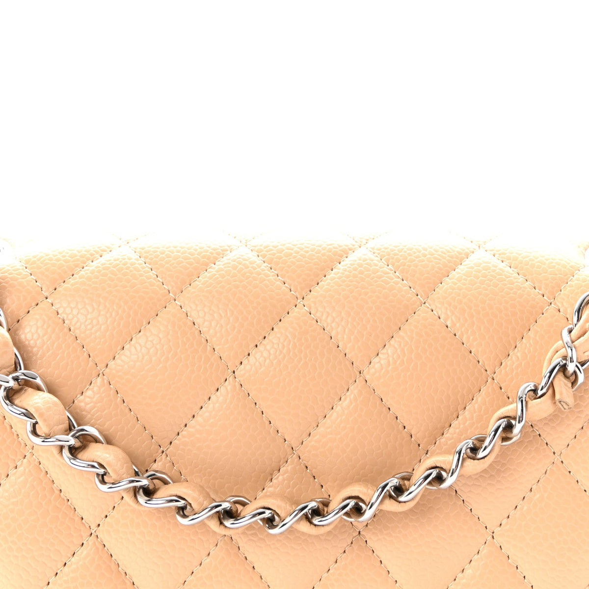 Caviar Quilted Medium Double Flap Beige wholesalehk.shop