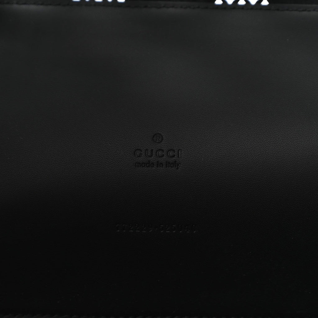 Calfskin GG Monogram Diamond Cut Medium Ophidia Tote Bag Black wholesalehk.shop
