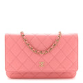 Caviar Quilted Wallet on Chain WOC Pink wholesalehk.shop