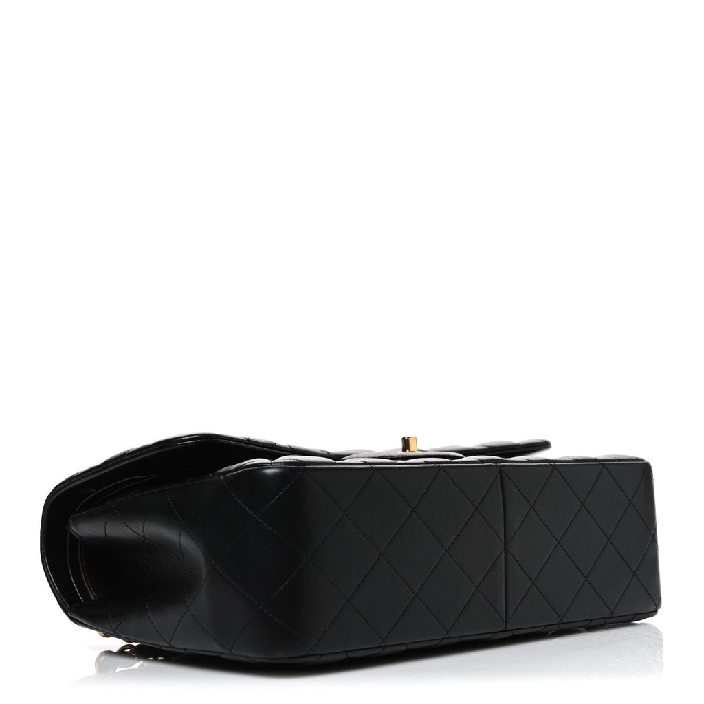Lambskin Quilted Jumbo Double Flap Black wholesalehk.shop