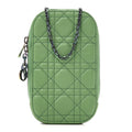 Lambskin Cannage Lady Dior Phone Holder Jade Green wholesalehk.shop