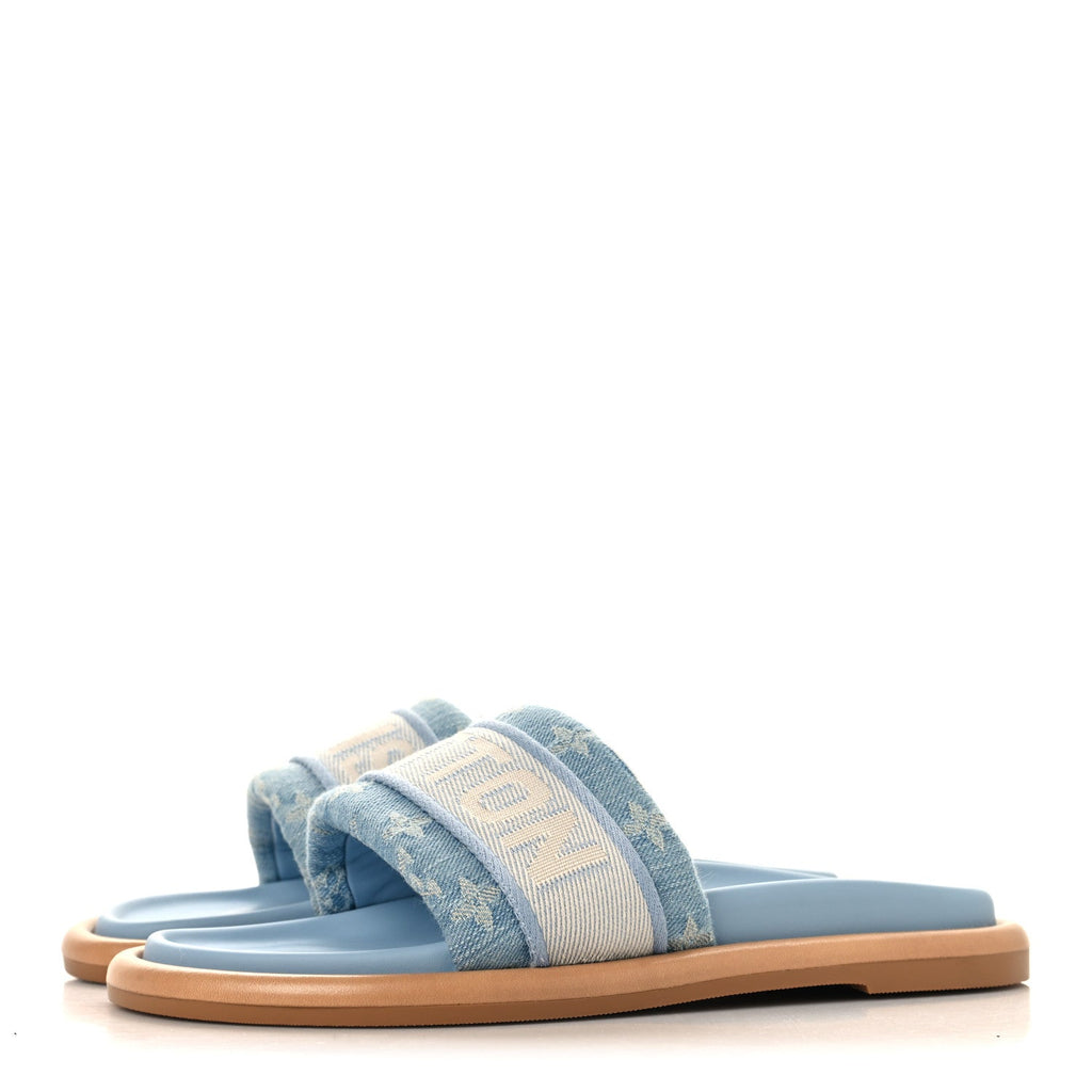 Monogram Denim LV Bliss Womens Comfort Mules 39 Turquoise £¨ Direct shipment via from wholesalehk.shop