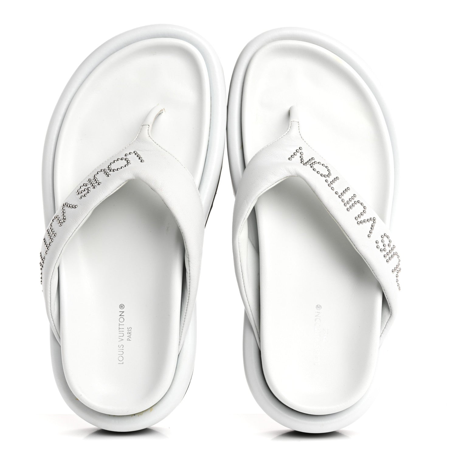 Calfskin Logo Studded Pillow Flat Thong Sandals 35 White £¨ Direct shipment via from wholesalehk.shop