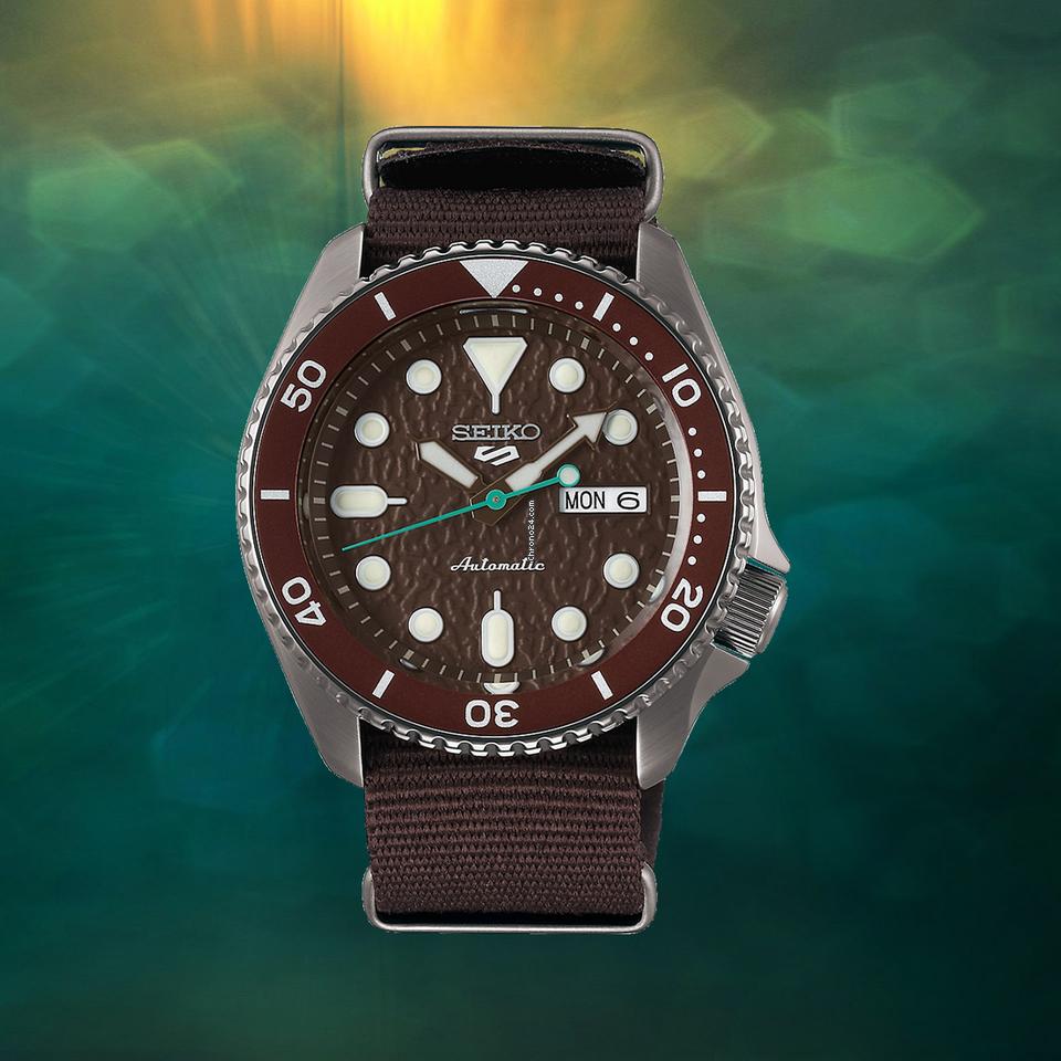 Seiko 5 Sport Automatic Brown Dial Brown Nylon Strap Watch For Men - SRPD85K1 wholesalehk.shop