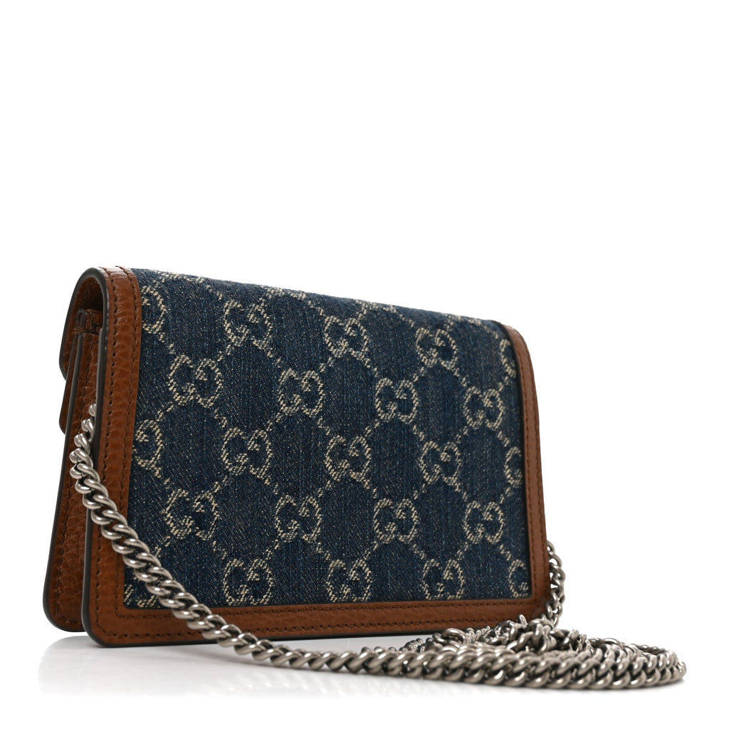 New Denim GG Monogram Dollar Calfskin Enamel Super Mini Dionysus Shoulder Bag Blue Tea Cuir Epilog Electric Blue wholesalehk.shop