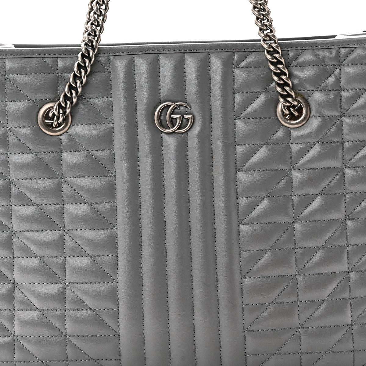 Calfskin Matelasse Aria Medium GG Marmont Shoulder Tote  Deep Grey wholesalehk.shop