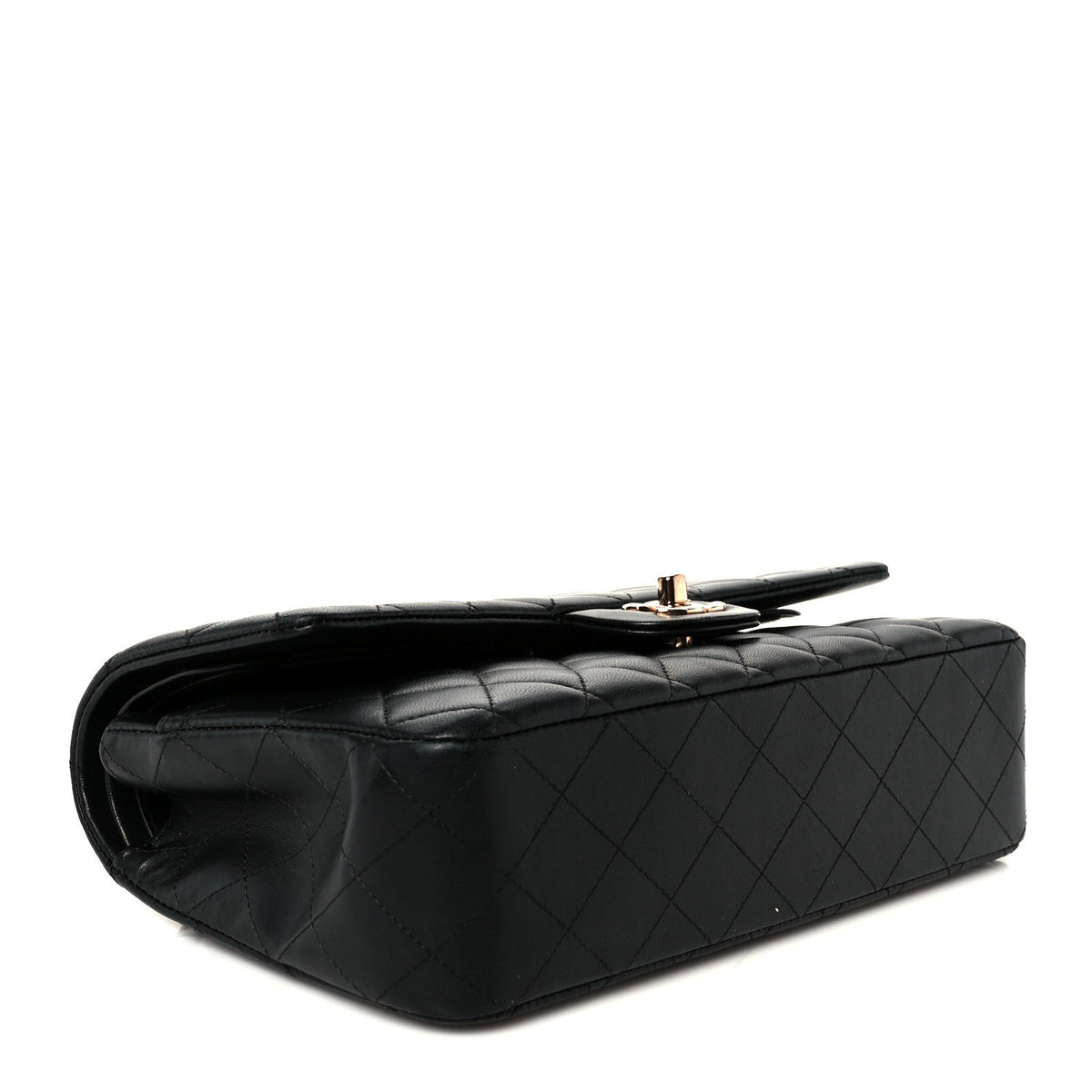 Lambskin Quilted Medium Double Flap Black wholesalehk.shop