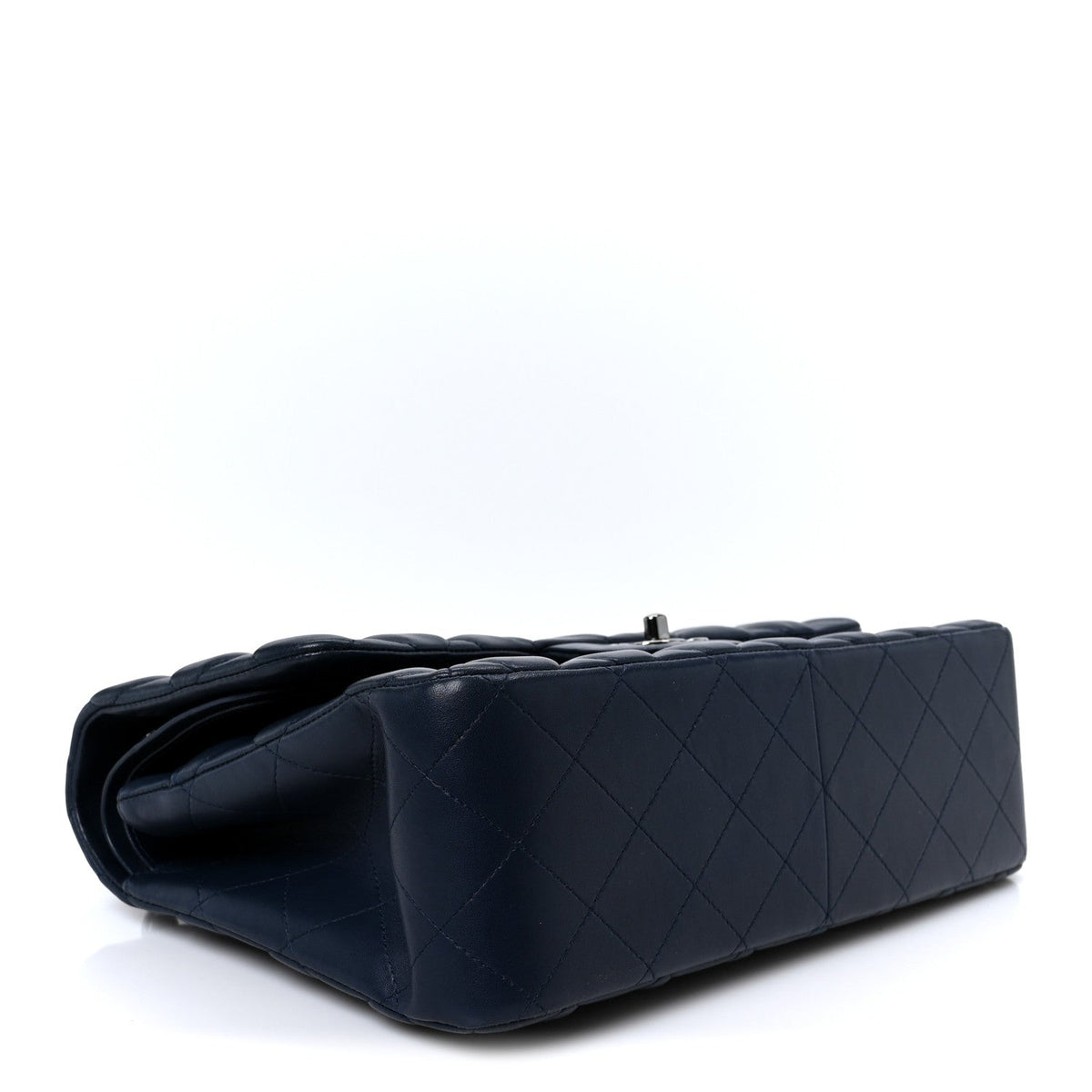 Lambskin Quilted Jumbo Double Flap Navy wholesalehk.shop