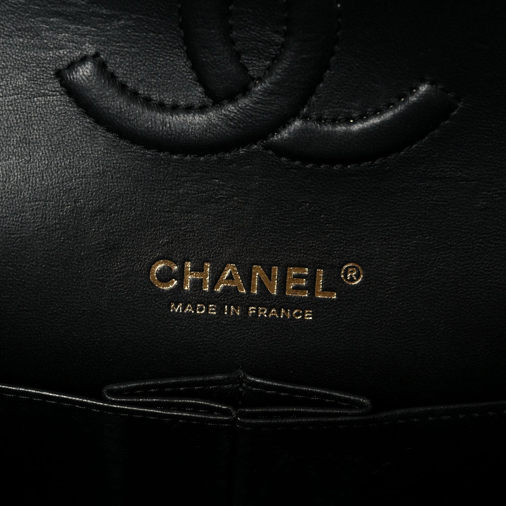 Lambskin Quilted Medium Double Flap Black wholesalehk.shop