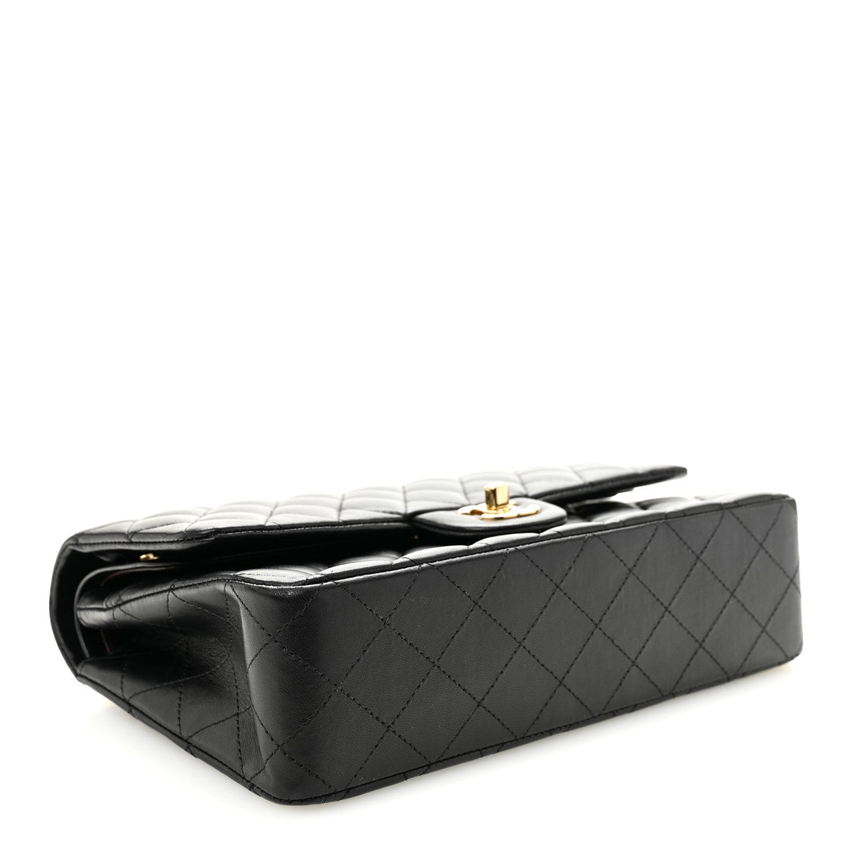 Lambskin Quilted Medium Double Flap Black wholesalehk.shop