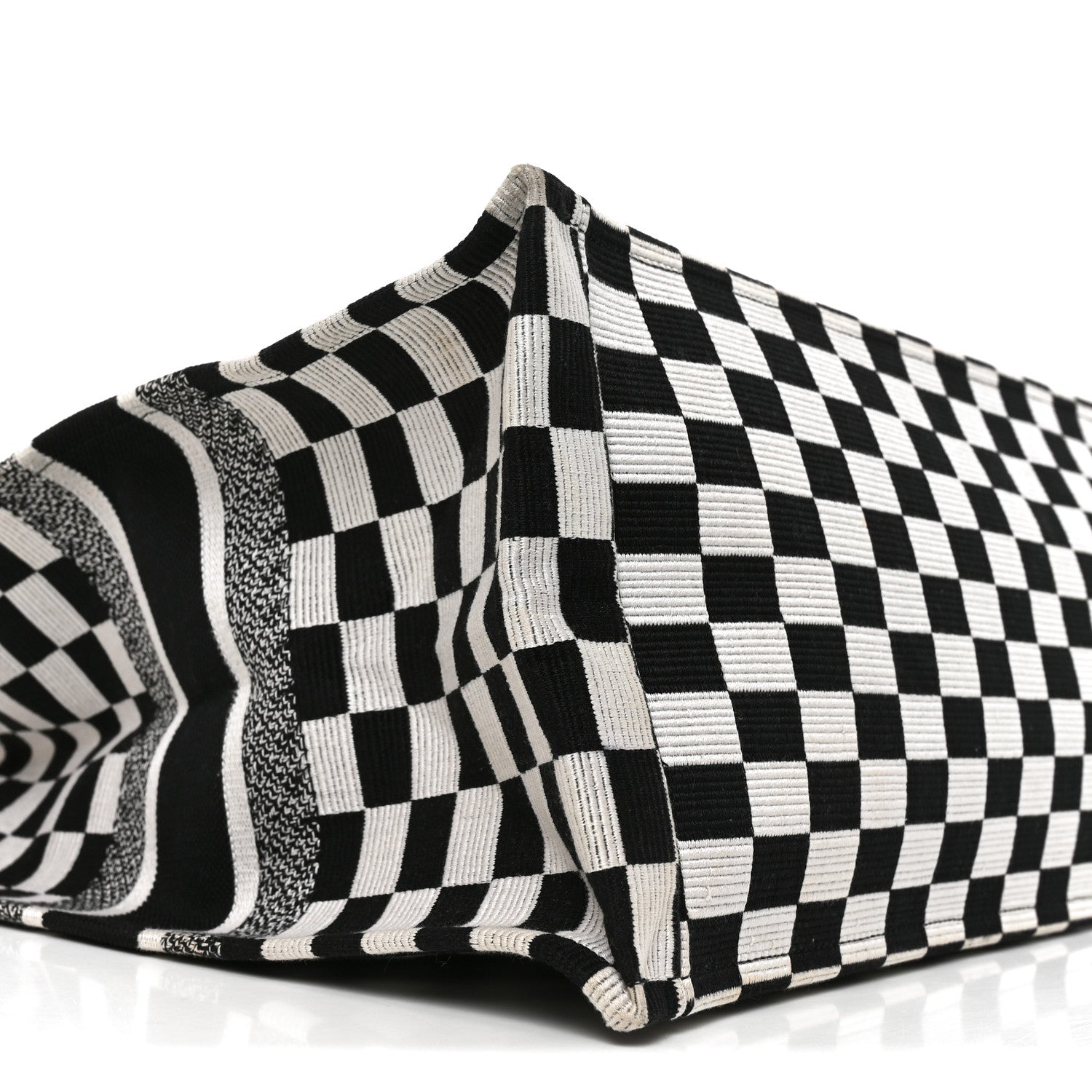 Canvas Embroidered Checkered Book Tote Black White £¨ Direct shipment via from wholesalehk.shop