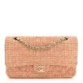Tweed Quilted Medium Double Flap Orange Beige Multicolor wholesalehk.shop