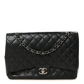 Caviar Quilted Maxi Double Flap Black wholesalehk.shop