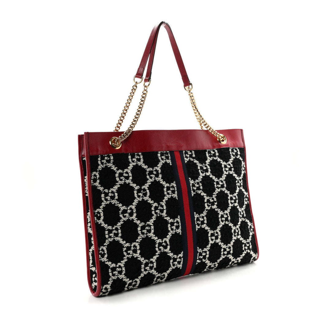 Tweed GG Monogram Large Rajah Chain Tote Romantic Cherry Black White wholesalehk.shop