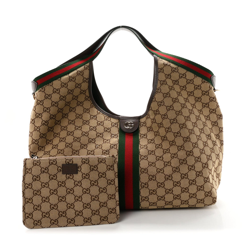 GG Monogram Web Large Giglio Tote Beige Brown wholesalehk.shop