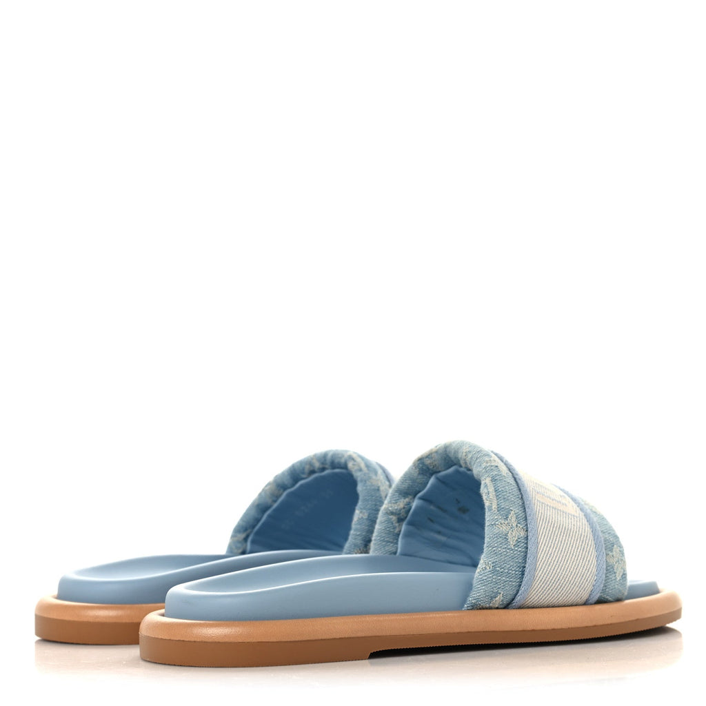 Monogram Denim LV Bliss Womens Comfort Mules 39 Turquoise £¨ Direct shipment via from wholesalehk.shop