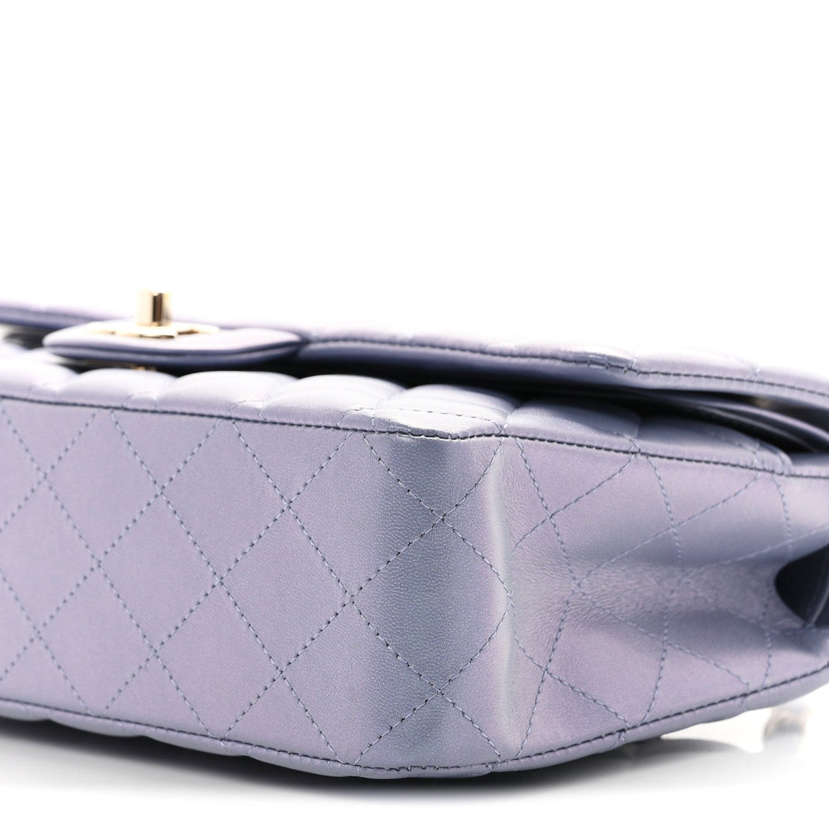 Iridescent Lambskin Quilted Medium Double Flap Light Purple wholesalehk.shop